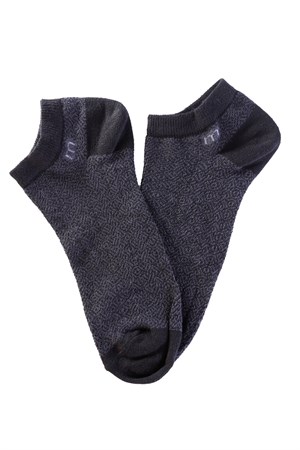  Morven Erkek Siyah Pamuk Pier Desenli Patik Çorap